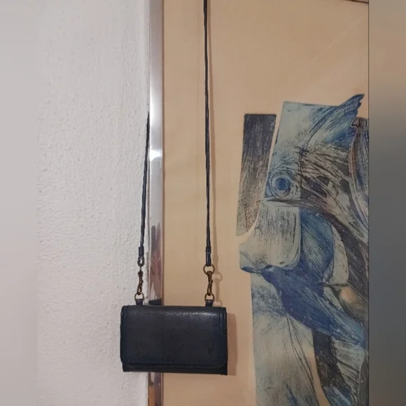 FRYE blue navy genuine leather crossbody wallet, organizer  bag - Picture 2 of 10